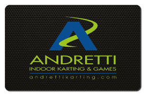Andretti Indoor Karting Logo on a solid black background.